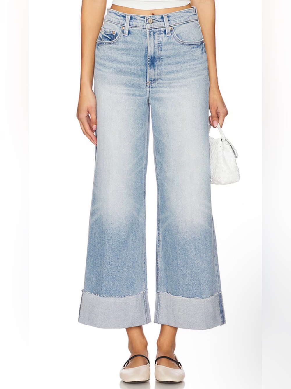 Pistola Lana Crop Wide Leg Jeans in Snowcat